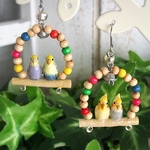  《Y様オーダー品》ゆらりん インコW いつも一緒だよ ピアス