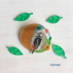 鳥さんリースブローチ（アカゲラ）