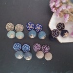 水引とウールボールのふわふわピアス(寒色系)　イヤリング　樹脂イヤリング　樹脂ピアス　和風　和モダン　