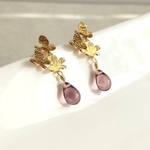 三羽の蝶と雫ピアス_紫