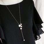  round leaf tree & pearl longnecklace〜silver〜