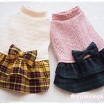 オーダー犬服　冬用＊ネップビーンズ×ロイヤルタータンチェックワンピース