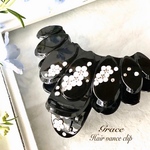 再販　風花クリスタル　Swarovskiバンスクリップ  モノトーン　Mサイズ