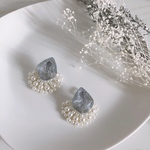 silver  lace pearl earring