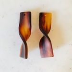 Brown Marble Twisted Rectangle Pendant Tops