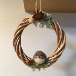 羊毛フェルト♡スズメさんのナチュラルリース