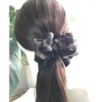 イデアルリボンミディアム クロ×ヒョウ柄オーガンジー 