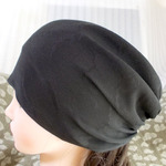 難有 難隠し 帽子 31*55 黒 綸子 雲意匠 キャップ 室内帽子 シルク Hand-made Kimono Cap