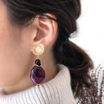 antique(purple) 大ぶりピアス・イヤリング