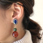 antique(blue)大ぶりピアス・イヤリング
