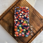 青藍(梅)〜和布刺繍 和柄スマホケース【iPhone8/7共通】