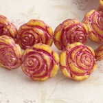 【14㍉ 4個】ローズ🌹yellow orange & fusia🌹チェコビーズ