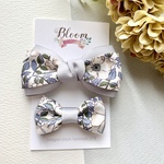  (グレー×メイモリス) Duo ribbon set キッズ ベビー ヘアクリップ ヘアピン 
