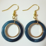 新春セール 500円 セール価格 ネイビー マーブル サークル ゴールド ピアス