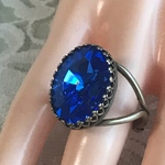 S1970 ブリリアント サファイア vintage glass ring(８～２２号・アンティークゴールド)