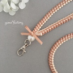 リボンレイ ネックストラップ 明るいミルクチョコ×ベージュ 