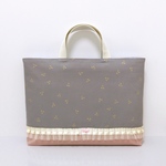 ゴールド チェリー グレー×ピンク☆*ハンドメイド レッスンバッグ シンプル リボン 北欧 