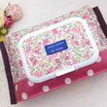 ビタットおしりふきポーチ２トーン＊リバティー風花柄+ドット
