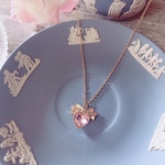 リボン ストーン ハート チャーム付き ネックレス ribbon heart necklace