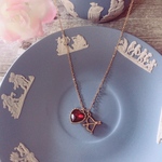 レッド ハート 矢 ルビー ストーン ネックレス heart  necklace
