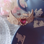 フューシャピンク ハート ストーン ホワイト 羽 ブレスレット heart bracelet