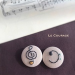 【mini】ト音記号とヘ音記号の刺繍ブローチ