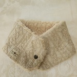 SALE！キッズ ネックウォーマー　アラン模様×ベージュファー   