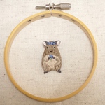 デグーの手刺繍ブローチ