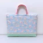 踊るスワン ブルー×ミント☆*レッスンバッグ ハンドメイド レース ゆめかわ