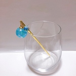 クラックビーズ と鞠柄ビーズの簪　水色系