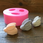 立体雪ウサギ型シリコンモールド／兎・うさぎ・粘土・石膏・エポキシ樹脂などに〇／型番Ｃ－364