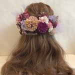 purple pink silver tulle ribbon ベッドドレス 卒業式 ウエディング   髪飾り