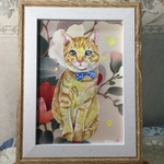 絹に描く猫似顔絵イメージアート　トイちゃん