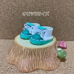 オビツ11＊まんまるショートブーツ(ターコイズ×ホワイト) +(ステッチホワイト+靴紐ホワイト)