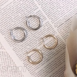 シルバー&ゴールドワンレンフープピアス、イヤリング