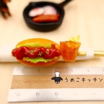 ミニチュア　ホットドッグ　アイスティー　ボールペン　ミニチュアパン   ミニチュアフード 