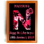 切り絵 ★額付き★ 誕生日プレゼント 背景♡赤色『名前&日付』名入れ無料