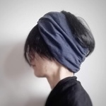 ターバンなヘアバンド　竺ネイビーワイド