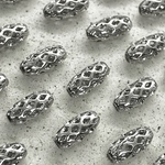 10個 8×4mm メッシュ パンチング チューブビーズ メタルビーズ 素材 パーツ ロジウムカラー