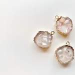 【4pcs pink color】天然石風シェルパーツ