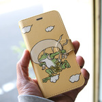 【SALE】スマホケース　風神雷神（イエローベージュ）