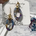 オーバルピアス＊オーバルイヤリング＊ドライフラワーピアス＊ドライフラワーイヤリング