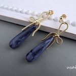 【今月のワンコインピアス】リボン×グレー