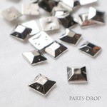 (( 30pcs )) 10mm シルバー 2穴 スクエアビーズ 〔BE-030S〕