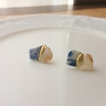 【期間限定Sale】淡水パール×陶器 金継ぎピアス