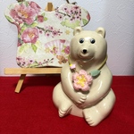[再販]しろくま貯金箱  ひな祭り 桃の花ネックレス 