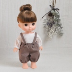 ＊長袖ブラウスと吊りパンツのセット＊　ホワイト　くすみパープル　かぼちゃパンツ　ソランちゃん　レミンちゃん　メルちゃんサイズ