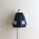 ☆大人気☆ネイビー×ホワイト・ネイビーストライプの長袖スモック