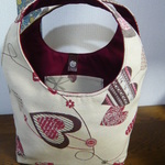 qo様オーダー品：フランス生地　ジャカード織りハート柄持ち手一体型小ぶりトート