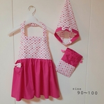 ハート❤️　　子供エプロン&三角巾セット　　　女の子　　90cm～100ｃｍ